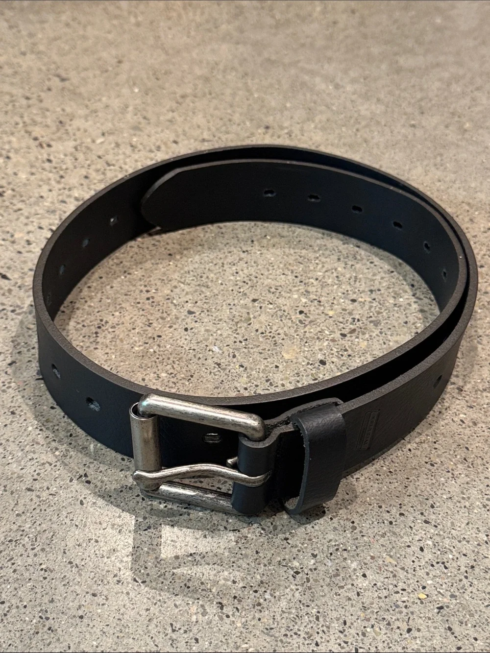 Dickies Black Leather Belt with Silver Buckle 34/85